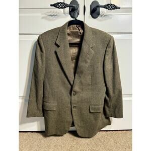 Lanvin Paris Cashmere Wool Brown Herringbone Blazer